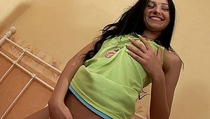 This smoking teen brunette is so young, but she's already a professional whore. She can't live without a hard fucking, and her tight pussy and a little hungry asshole always beg to fuck. She doesn't refuse them and now you can witness her gaping ass and a